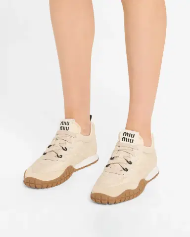 Miu Miu Low-Top Nylon & Leather Sneakers | Thumbnail 8