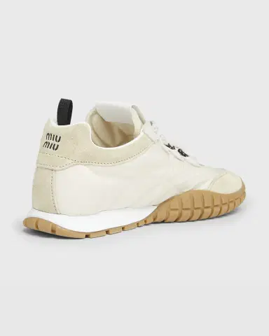 Miu Miu Low-Top Nylon & Leather Sneakers | Thumbnail 10