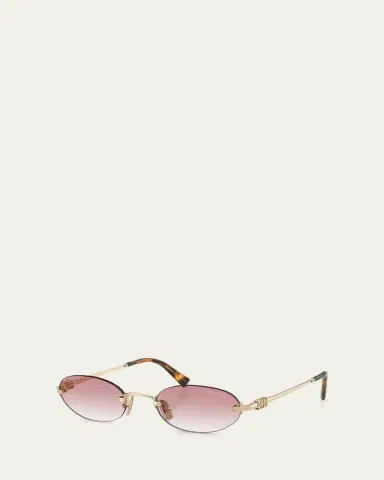 Miu Miu Logo Metal Oval Sunglasses | Thumbnail 5