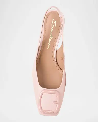 Santoni Lemon Leather Buckle Slingback Pumps | Thumbnail 3 Santoni Lemon Leather Buckle Slingback Pumps | Thumbnail 3
