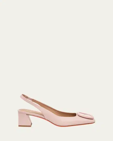 Santoni Lemon Leather Buckle Slingback Pumps | Thumbnail 4 Santoni Lemon Leather Buckle Slingback Pumps | Thumbnail 4