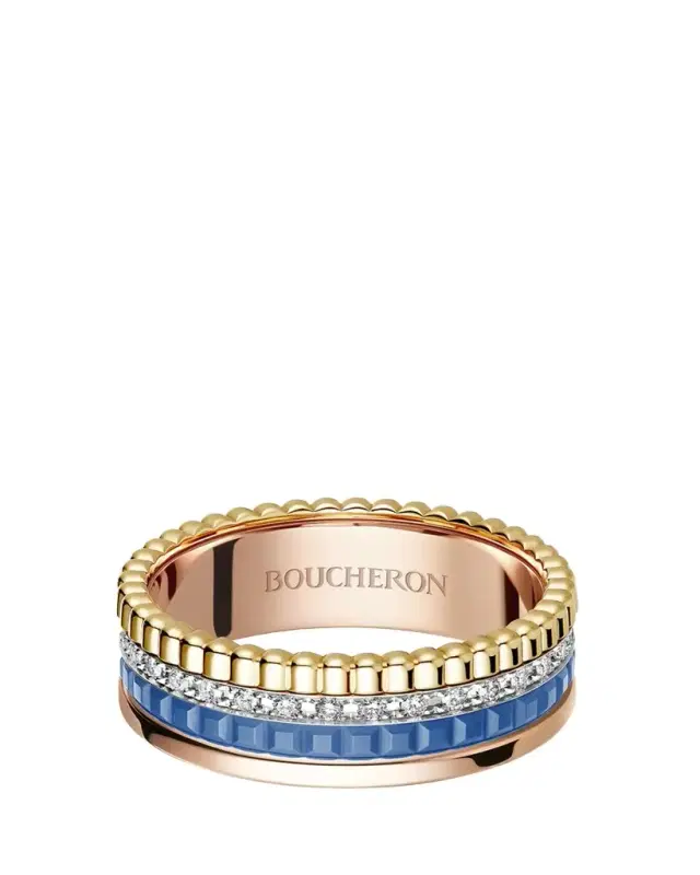 Boucheron 18K White, Rose, and Yellow Gold Quatre Blue Edition Ring with Diamonds