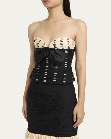 Valentino Garavani Strapless Polka Dot Ruched Bustier | Thumbnail 4