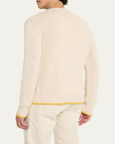 Bergdorf Goodman Men's Cotton Contrast-Trim Cardigan | Thumbnail 3 Bergdorf Goodman Men's Cotton Contrast-Trim Cardigan | Thumbnail 3