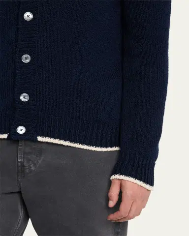 Bergdorf Goodman Men's Cotton Contrast-Trim Cardigan | Thumbnail 10 Bergdorf Goodman Men's Cotton Contrast-Trim Cardigan | Thumbnail 10