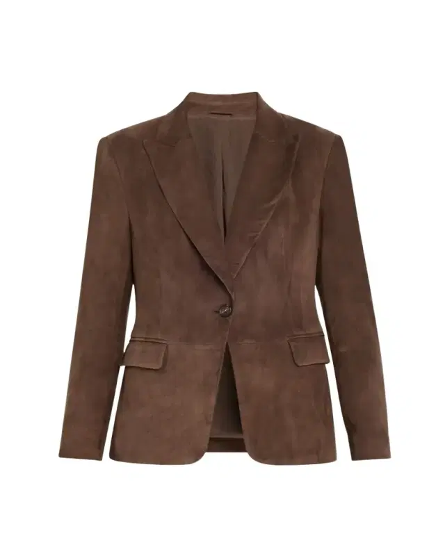 Brunello Cucinelli Suede Single-Breasted Blazer Jacket