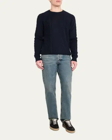 Bergdorf Goodman Men's Aran Linen-Cashmere Sweater | Thumbnail 2 Bergdorf Goodman Men's Aran Linen-Cashmere Sweater | Thumbnail 2