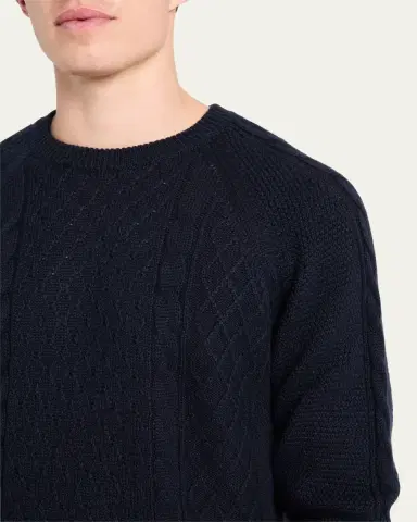Bergdorf Goodman Men's Aran Linen-Cashmere Sweater | Thumbnail 5 Bergdorf Goodman Men's Aran Linen-Cashmere Sweater | Thumbnail 5