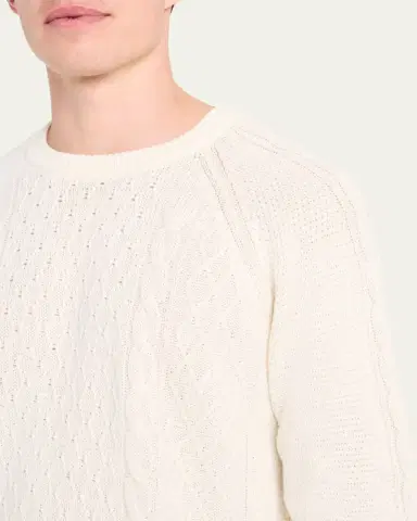 Bergdorf Goodman Men's Aran Linen-Cashmere Sweater | Thumbnail 9 Bergdorf Goodman Men's Aran Linen-Cashmere Sweater | Thumbnail 9