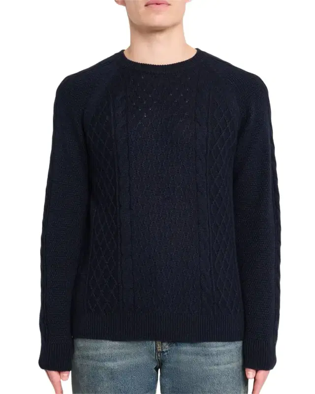 Men's Aran Linen-Cashmere Sweater