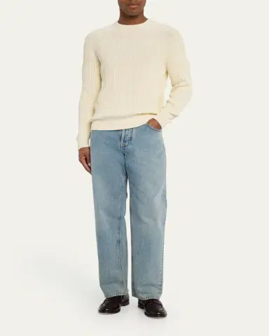 Bergdorf Goodman Men's Wide Rib Cotton Crewneck Sweater | Thumbnail 2