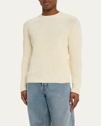 Bergdorf Goodman Men's Wide Rib Cotton Crewneck Sweater | Thumbnail 4