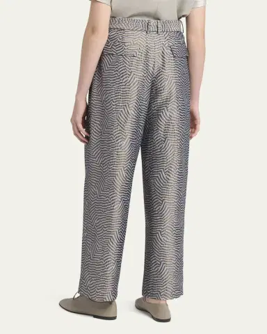 Giorgio Armani Animalier Silk Jacquard Straight-Leg Paperbag Trousers | Thumbnail 3