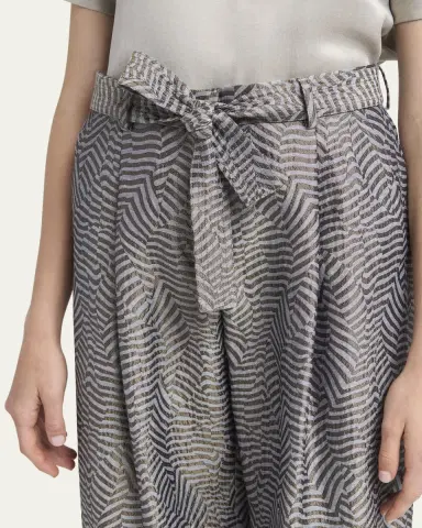 Giorgio Armani Animalier Silk Jacquard Straight-Leg Paperbag Trousers | Thumbnail 5