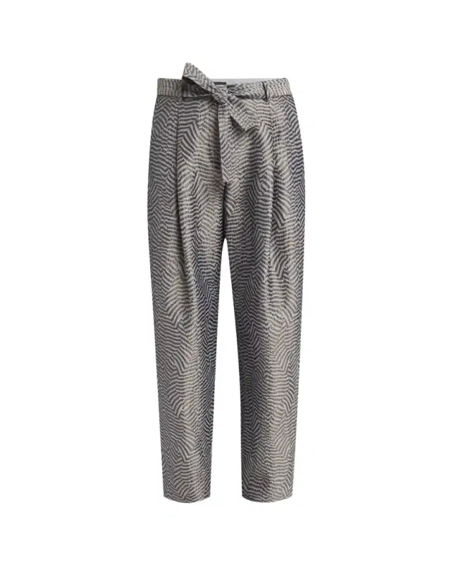 Giorgio Armani Animalier Silk Jacquard Straight-Leg Paperbag Trousers