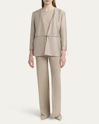 Giorgio Armani Shiny Raffia Jersey Jacquard Tie Jacket | Thumbnail 2
