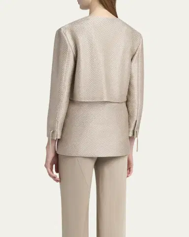 Giorgio Armani Shiny Raffia Jersey Jacquard Tie Jacket | Thumbnail 3