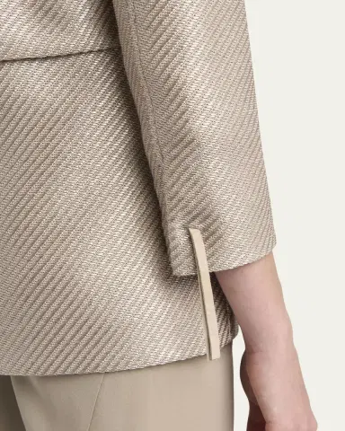 Giorgio Armani Shiny Raffia Jersey Jacquard Tie Jacket | Thumbnail 5