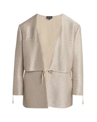 Giorgio Armani Shiny Raffia Jersey Jacquard Tie Jacket | Thumbnail 1