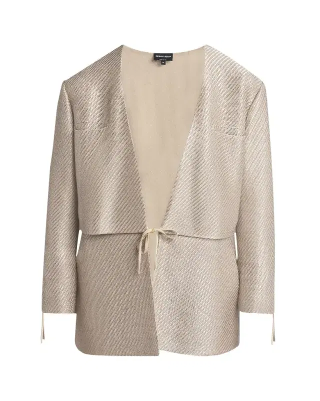 Giorgio Armani Shiny Raffia Jersey Jacquard Tie Jacket