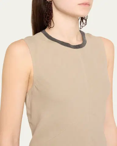 Brunello Cucinelli Monili Neckline Linen Twill Dress | Thumbnail 5