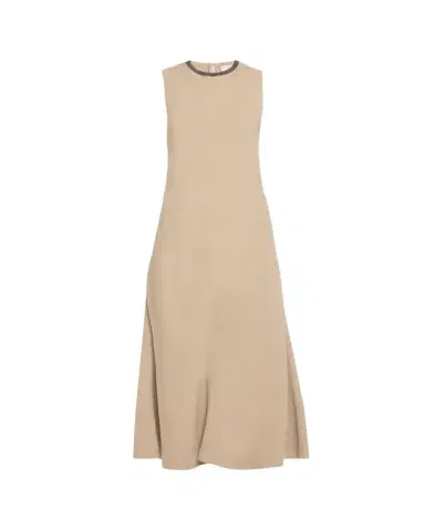 Brunello Cucinelli Monili Neckline Linen Twill Dress | Thumbnail 1