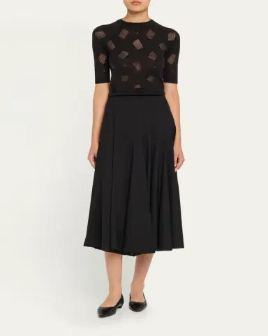 Marni Short-Sleeve Perforated Knit Slim Sweater | Thumbnail 2