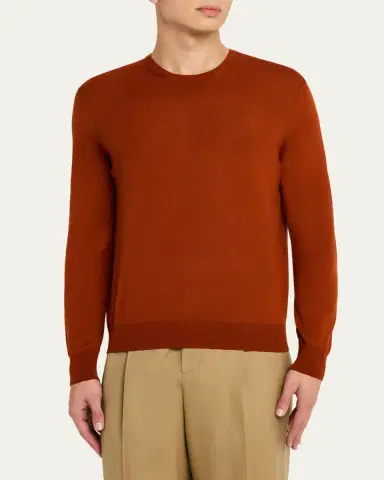 Saint Laurent Men's Fine-Gauge Crew Sweater | Thumbnail 8