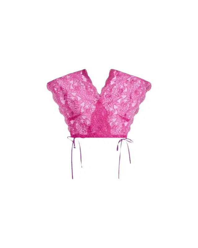 Cico Floral Lace Drawstring Crop Top