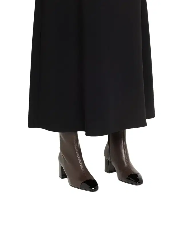 Ferragamo Sambi Cap-Toe Leather Ankle Boots
