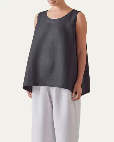 Eskandar A-Line Round Neck Shell (Mid Plus Length) | Thumbnail 2