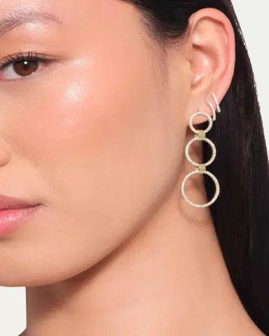 Lana 14K Gold Flawless Three Circle Linear Link Earrings | Thumbnail 2 Lana 14K Gold Flawless Three Circle Linear Link Earrings | Thumbnail 2