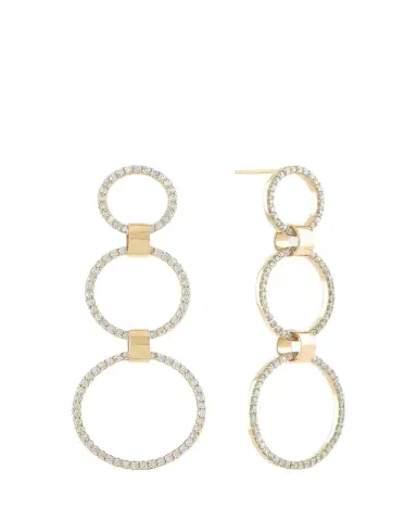 Lana 14K Gold Flawless Three Circle Linear Link Earrings | Thumbnail 1 Lana 14K Gold Flawless Three Circle Linear Link Earrings | Thumbnail 1