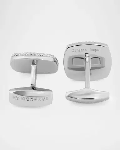 Tateossian Men's Rhodium-Plated Stainless Steel Dalmatian Jasper Cufflinks, Limited Edition | Thumbnail 6 Tateossian Men's Rhodium-Plated Stainless Steel Dalmatian Jasper Cufflinks, Limited Edition | Thumbnail 6