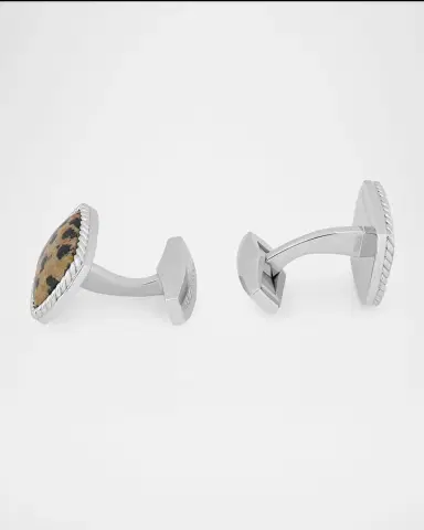 Tateossian Men's Rhodium-Plated Stainless Steel Dalmatian Jasper Cufflinks, Limited Edition | Thumbnail 7 Tateossian Men's Rhodium-Plated Stainless Steel Dalmatian Jasper Cufflinks, Limited Edition | Thumbnail 7