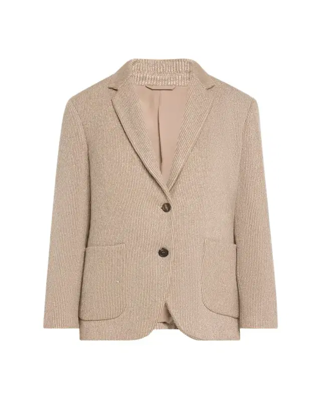 Brunello Cucinelli Two-Button Lurex Cotton English Rib Blazer