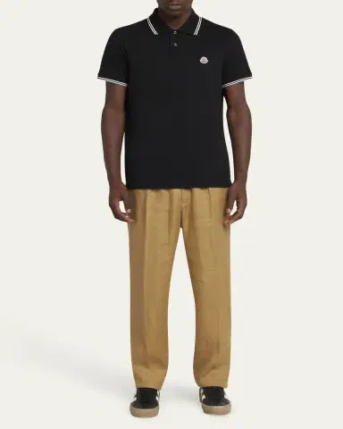 Moncler Men's Pique Logo Patch Polo Shirt | Thumbnail 2