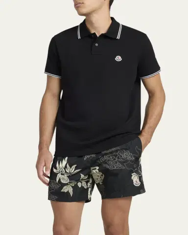 Moncler Men's Pique Logo Patch Polo Shirt | Thumbnail 4