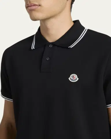 Moncler Men's Pique Logo Patch Polo Shirt | Thumbnail 5
