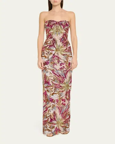 Bronx and Banco Dahlia Strapless Embroidered Sequin Gown | Thumbnail 2