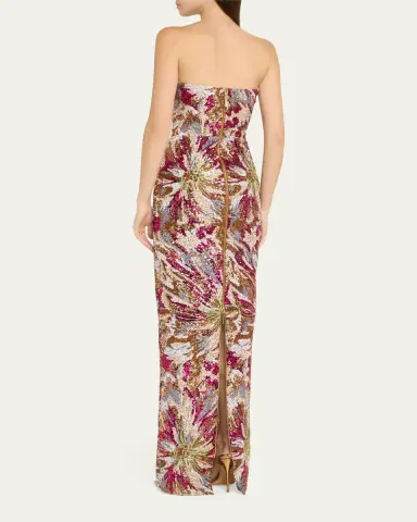 Bronx and Banco Dahlia Strapless Embroidered Sequin Gown | Thumbnail 3