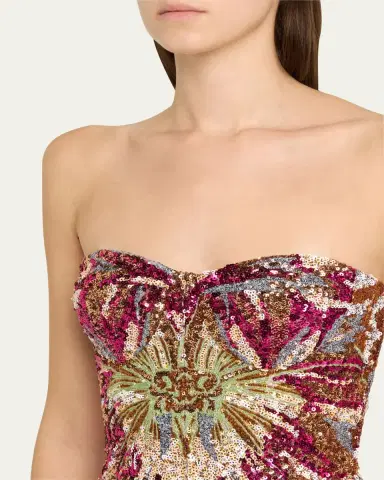 Bronx and Banco Dahlia Strapless Embroidered Sequin Gown | Thumbnail 5