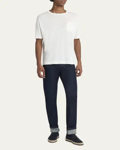 Kiton Men's Cotton and Linen Pocket T-Shirt | Thumbnail 2 Kiton Men's Cotton and Linen Pocket T-Shirt | Thumbnail 2