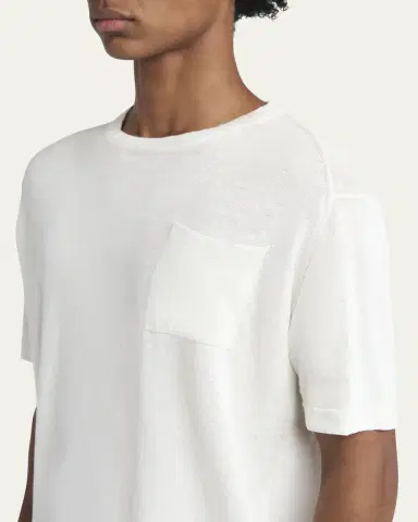 Kiton Men's Cotton and Linen Pocket T-Shirt | Thumbnail 5 Kiton Men's Cotton and Linen Pocket T-Shirt | Thumbnail 5