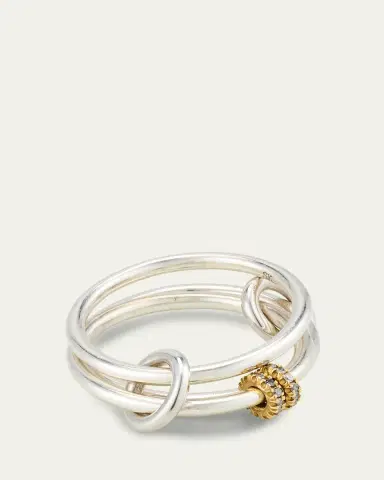 Spinelli Kilcollin Acacia SG Gris Three Link Ring in Sterling Silver and 18K Gold with Grey Diamonds | Thumbnail 3 Spinelli Kilcollin Acacia SG Gris Three Link Ring in Sterling Silver and 18K Gold with Grey Diamonds | Thumbnail 3