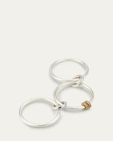 Spinelli Kilcollin Acacia SG Gris Three Link Ring in Sterling Silver and 18K Gold with Grey Diamonds | Thumbnail 4 Spinelli Kilcollin Acacia SG Gris Three Link Ring in Sterling Silver and 18K Gold with Grey Diamonds | Thumbnail 4