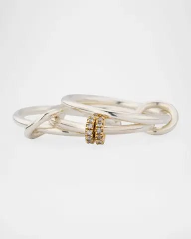 Spinelli Kilcollin Acacia SG Gris Three Link Ring in Sterling Silver and 18K Gold with Grey Diamonds | Thumbnail 6 Spinelli Kilcollin Acacia SG Gris Three Link Ring in Sterling Silver and 18K Gold with Grey Diamonds | Thumbnail 6