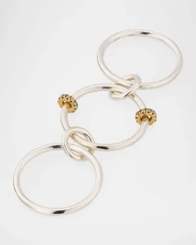 Spinelli Kilcollin Acacia SG Gris Three Link Ring in Sterling Silver and 18K Gold with Grey Diamonds | Thumbnail 7 Spinelli Kilcollin Acacia SG Gris Three Link Ring in Sterling Silver and 18K Gold with Grey Diamonds | Thumbnail 7