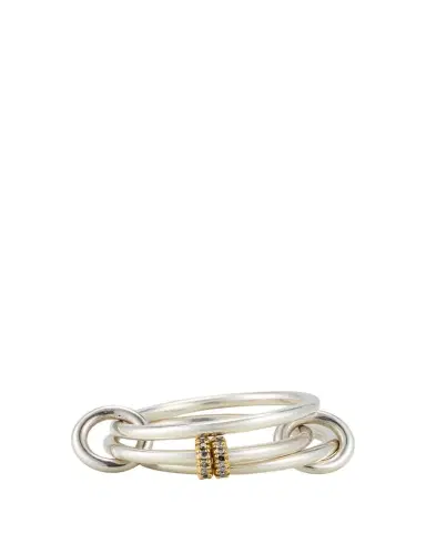 Spinelli Kilcollin Acacia SG Gris Three Link Ring in Sterling Silver and 18K Gold with Grey Diamonds | Thumbnail 1 Spinelli Kilcollin Acacia SG Gris Three Link Ring in Sterling Silver and 18K Gold with Grey Diamonds | Thumbnail 1