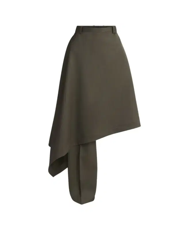 Asymmetric Wool Skirt Trousers